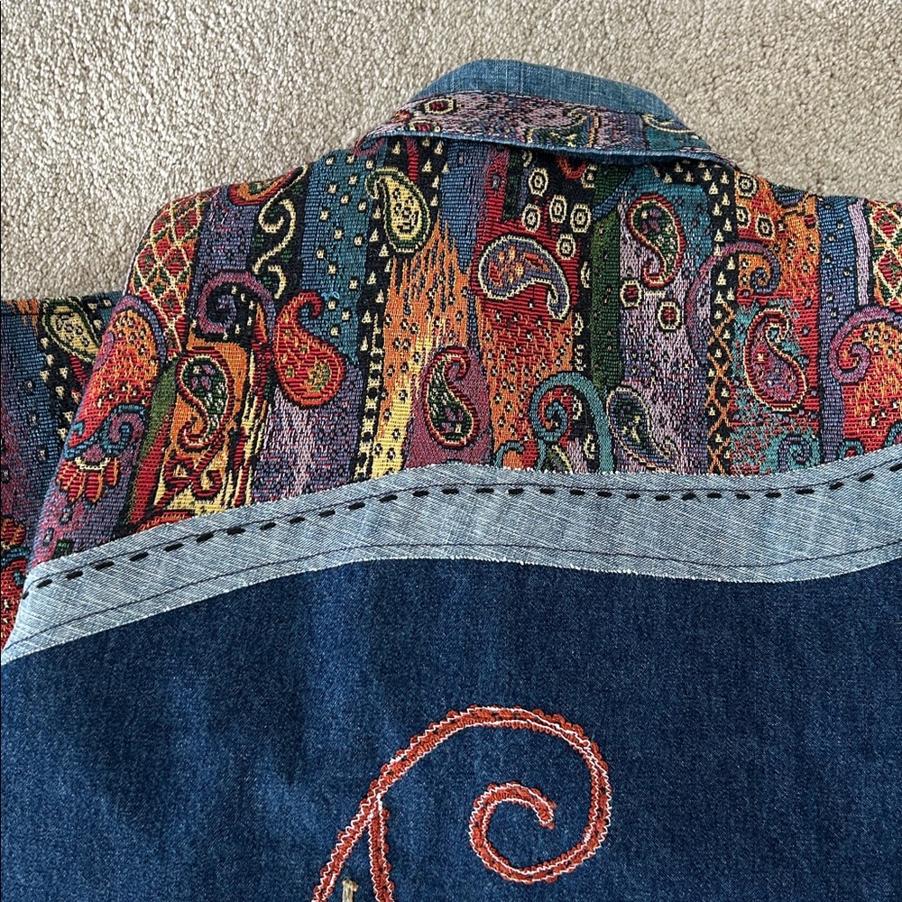 Embroidered Patchwork Denim Jacket In Multicolor - image 6